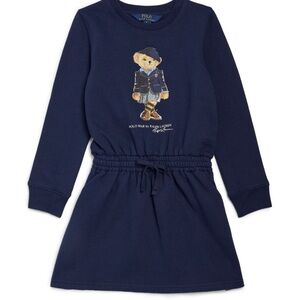 Polo by Ralph Lauren Bear Navy Dress w/tie waist sz LG